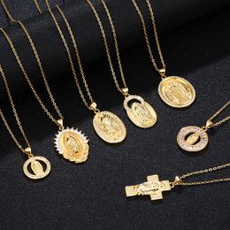 Collares pendientes de acero inoxidable Virgen María collar oro Bijoux cristal para hombre mujer moda católica joyería colgante