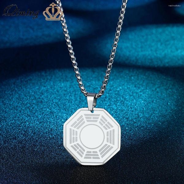 Colliers pendants Yin en acier inoxydable et yang Neckalce for Men Bouddhisme Sanskrit Yoga Collier Femme Talisman Jewelry