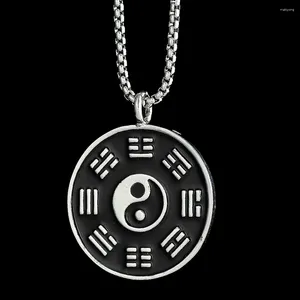 Hanger Kettingen Rvs Yin Yang Cirkel Ketting Chinese Feng Shui Tai Chi Bagua Charms Lucky Veiligheid En Vrede Sieraden Gift