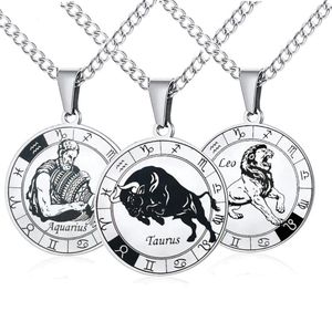 Collares colgantes Collar de zodiaco de acero inoxidable Libra Símbolo Símbolo Menores Al por mayor Women Horocope Jewelry Drop