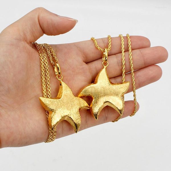 Collares pendientes Cadena de estrellas para mujeres Hip Hop Hombres 24K Chapado en oro Cobre Accesorios de joyería para fiestas Collares al por mayor personalizados