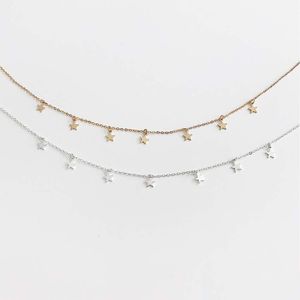 Hanger kettingen ster choker kettingen sieraden schijf munt hanger handgemaakt eenvoudig 14k vergulde sier delicate sierlijke sterren dhgarden dhq7j