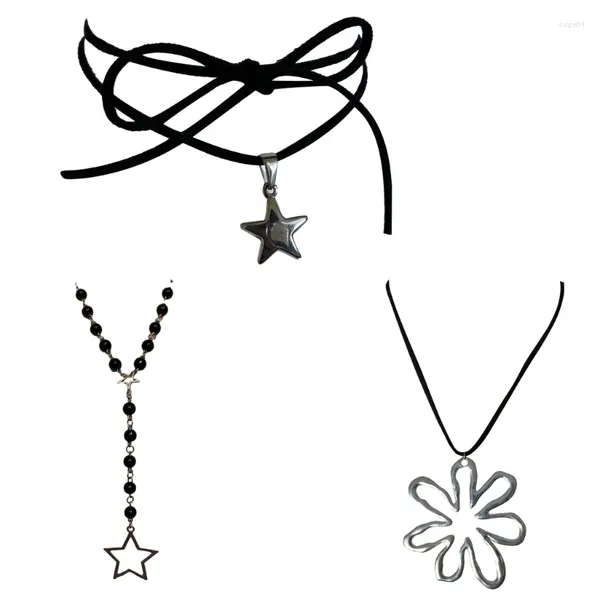 Collares colgantes Collar de flores de estrella Dulce Cadena de clavícula fresca Joyería de moda Gota