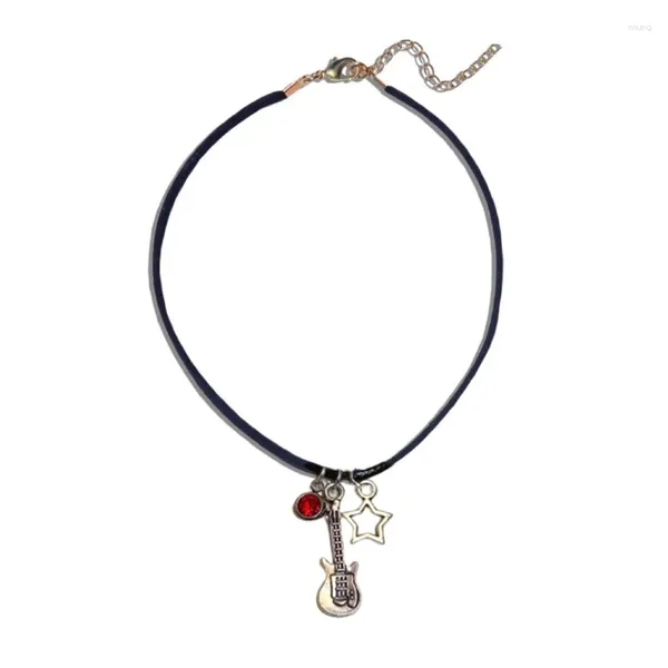 Collares colgantes Star Guitar Charm Collar Moda coreana Gargantilla Cadena de clavícula para mujeres Adolescentes Niñas Y2K Accesorios de joyería