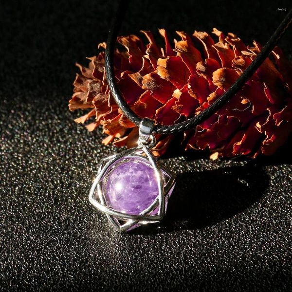 Collares colgantes Estrella de David Collar de amatista Cuarzo natural Cristal Piedra Energía Curación Amuleto Gargantilla Encanto Joyería para mujeres Hombres
