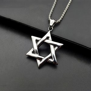 Collares pendientes Estrella de David Israel Collar de cadena Mujeres Acero inoxidable Judaica Color plata Hombres judíos JewelryPendant