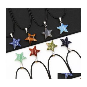 Hanger kettingen star point natuursteen pendum reiki genezing kristal ketting groen blauw kwarts chakras pendo sieraden drop dhxyk