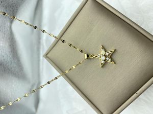 Collares colgantes Estrella con Zirons Collar de acero inoxidable para mujer Regalo Joyería de moda en accesorios Diseño de lujo