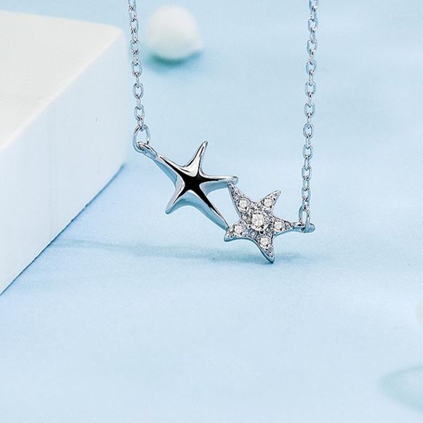 Collares pendientes Estrella de mar Cadena de clavícula simple Enviar novias Color plata Temperamento Personalidad Collar femenino SNE311