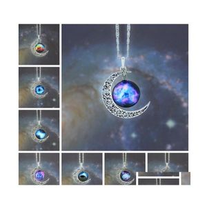 Collares colgantes Tiempo de luna estrellada Collares de cadena colgante de piedras preciosas a través del universo fuera del espacio Jewerly DHS Regalo de Navidad Dr Dh98t