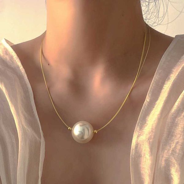 Collares pendientes Declaración Gran Collar de Perlas para Mujeres Personalidad Diseñadores de Moda Gargantilla Collares Joyería Al Por Mayor 230613