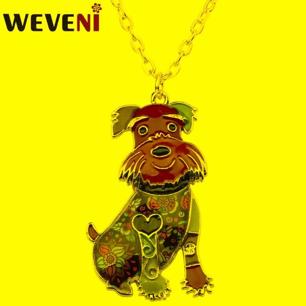 Pendentif Colliers Déclaration Émail Heureux Schnauzer Chien Collier Chaîne Mignon Animal Bijoux Pour Femmes Filles Pet Lovers Cadeau En GrosPendentif