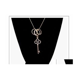 Hanger kettingen Verklaring voor vrouwen chique sieraden koper zirkoon Rhinestone Key Charms Hangers ketting drop levering dhgpz