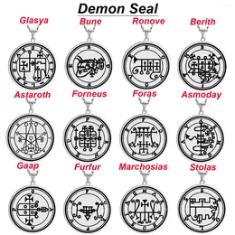 Collares colgantes Color de acero Rey Asmoday Sigil Demon Origins Sello Llave menor de Solomon Goetia 25-36 Talismán Collar inoxidable