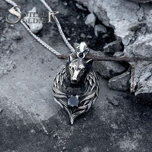 Pendentif Colliers Acier Soldat Nordique Viking Nordique Loup En Acier Inoxydable Collier De Mode Animal Chaîne Charme Bijoux SkandinaviskePendant