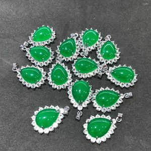 Collares colgantes con incrustaciones esterlinas con accesorios de collar verde de caída de agua de moda de crisoprasa natural para el regalo del día de la madre