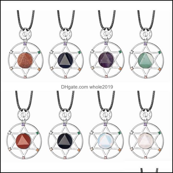 Pendentif Colliers Sterling Sier Hexagramme Étoile Collier Cristal De Pierre David Étoiles Bouclier Hexagrammes Double Couche Diamant Bijoux D Dh6Hy