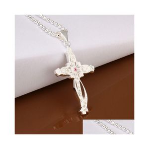 Collares pendientes Sterling Sier Plated Cross With Zircon Gssn391 Moda Lovely 925 Plate Jewelry Necklace Drop Delivery Pendants Dhtjq