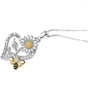 Hanger Kettingen Sterling Zilver Bee Ketting Hart Voor Vrouwen Vormige Mode-sieraden Liefde Geschenken Liefhebbers