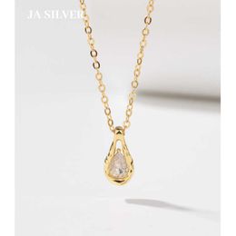 Anhänger-Halsketten Sterling-Silber-Tröpfchen-Halskette für Damen im Instagram-Stil, leichter Luxus, hochwertiges Gefühl, Diamant-Intarsien-Kragenkette, Live Broadcas 6njd