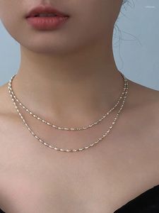 Pendentif Colliers Sterling Silver Flower Chain Collier Light Luxe Niche Clavicule Sens haut de gamme