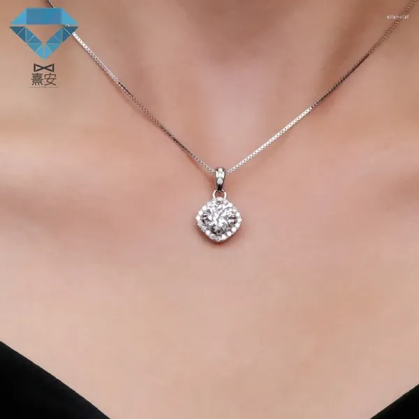 Collares colgantes Plata esterlina S925 Square Moselle 2 Collar Xian Gemas