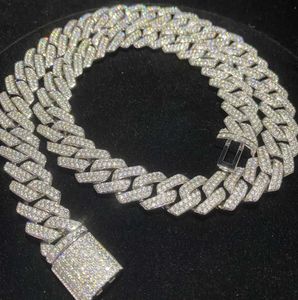 Pendentif Colliers Stock Iced Out Vvs Moissanite Bracelet Cubain 925 Argent Bling Diamant Lien Chaîne Hip Hop Hommes Bijoux Collier Mouvement actuel 65ess