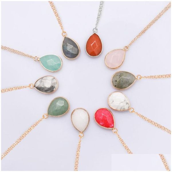 Collier en pierre pour femmes, bijoux de luxe, Long ras du cou, pull à facettes, cristal d'agate, pendentif naturel, livraison directe, bijoux Dhww4