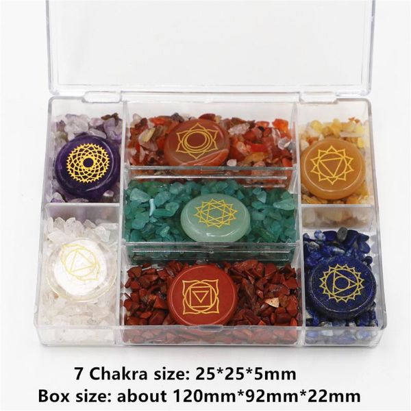Collares pendientes Piedra Reiki Balancing Tumble Chip Crystal Healing Wicca Stones Kit Pulido Grabado Palm Pocket 7 ChakraPendant