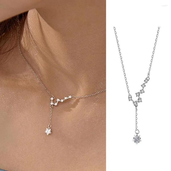 Collares colgantes Cadena de borla Collar de estrella para mujeres Adolescentes Color de plata Cadena de gargantilla de cristal en el cuello Joyería de moda Regalos KAN359