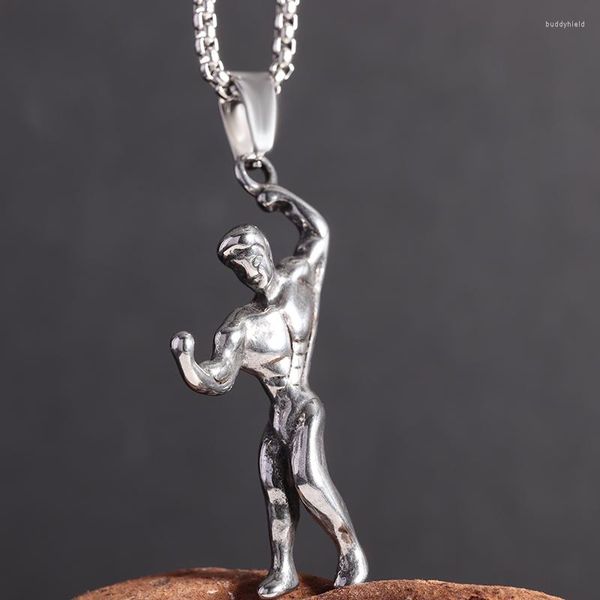 Pendentif Colliers Homme Musclé En Acier Inoxydable Biceps Bodybuilder Collier Charme Hommes Gym Sport Bijoux Accessoires