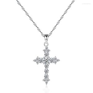 Hangende kettingen stijl 925 sterling zilveren mode dames kruis ketting christelijke Jezus religieuze creatieve sieraden