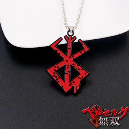 Collares pendientes Estilo Anime Berserk Collar Behelit Guts Red Logo Metal Para Mujeres Hombres Coche Llavero Joyería