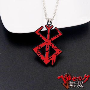 Pendentif Colliers Style Anime Berserk Collier Behelit Guts Rouge Logo Métal Pour Femmes Hommes Voiture Porte-clés Bijoux