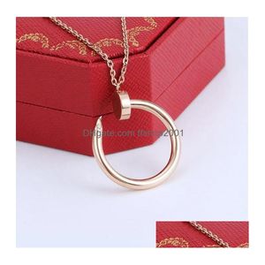 Pendentif Colliers Style Diamant Or Collier Sier Pour Hommes Et Femmes Créateur De Mode Design En Acier Inoxydable Bijoux À Ongles9150065 Dro Dh9Wo