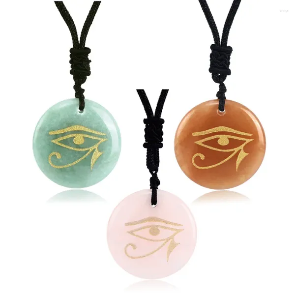 Pendentif Colliers Style Oeil d'Horus Charme Pierre Collier Améthyste Rose Quartz Reiki Guérison Cristal Bijoux Support Personnalisé