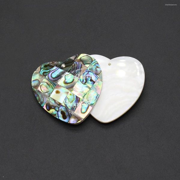 Pendentif Colliers Style Naturel Coloré Abalone Pendentifs Tranche Coeur Coquille De Mer Pour La Fabrication De Bijoux Bricolage Femmes Collier Boucles D'oreilles Cadeaux