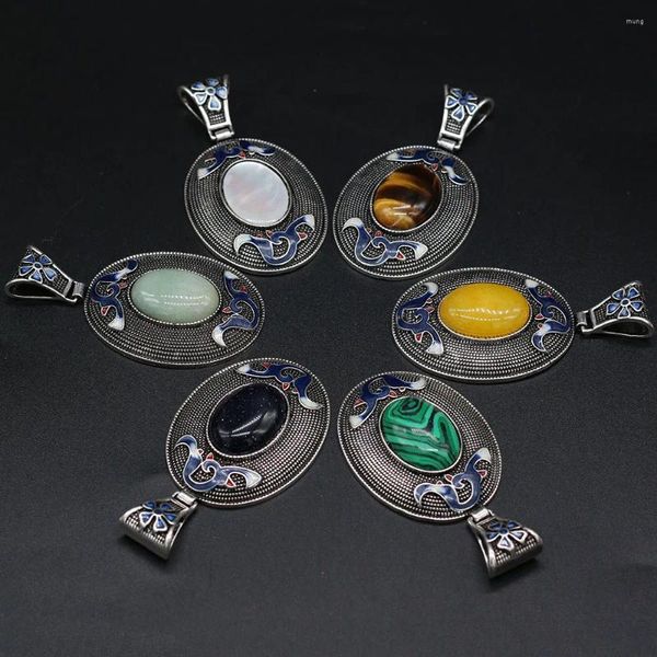 Collares colgantes estilo piedra natural encaje Cloisonnes encantos para fabricación de joyería DIY collar tobillera accesorio