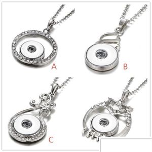 Pendentif Colliers Styles Snap Bouton Collier Strass Goutte D'eau Hibou 18Mm Gingembre Snaps Boutons Pour Femmes Livraison De Bijoux Pendentifs Dhuie