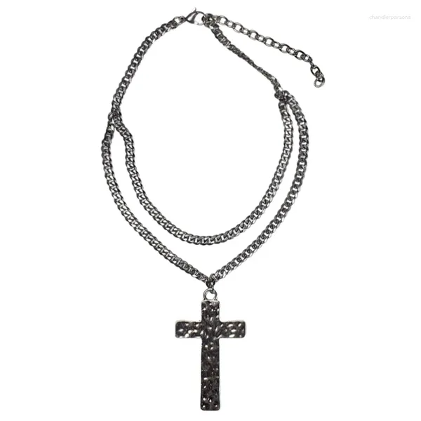 Pendentif Colliers Élégant Alliage Croix Collier Noir / Blanc Chaîne De Cou Y2K Punk Gothique Clavicule