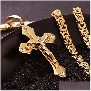 Pendentif Colliers Design Élégant Or Croix Collier Christ Jésus Bijoux Religieux Titane Acier En Gros Drop Delivery Pendentifs Dhchj