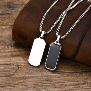 Pendentif Colliers Élégant Géométrique Pour Hommes Garçons Étanche Noir En Acier Inoxydable Carré Rectangle Bar Collier Cadeaux Lui