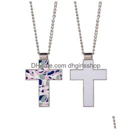 Pendentif Colliers Sublimation Vierge Croix Collier Personnalisé Transfert De Chaleur En Métal Hip Hop Mode Bijoux Drop Livraison Pendentifs Dhz8V