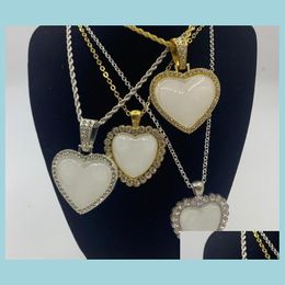 Pendentif Colliers Sublimation Blanc Cristal En Forme De Coeur Pendentif Collier Bijoux Transfert De Chaleur Consommables De Bricolage En BK Drop Livraison Dhqwf