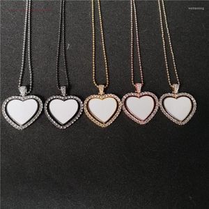 Pendentifs Colliers Sublimation Pendentifs coeur vierge avec chaîne de perles Consommables d'impression de transfert peuvent Rorate 15pcs de Lot268w