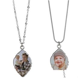 Pendentif Colliers Sublimation Blanc Collier Designer Bijoux Diy Feuille Pendentifs Alliage Sier Plaqué Thanksgiving Day Party Serpent Chaîne Dhjlh