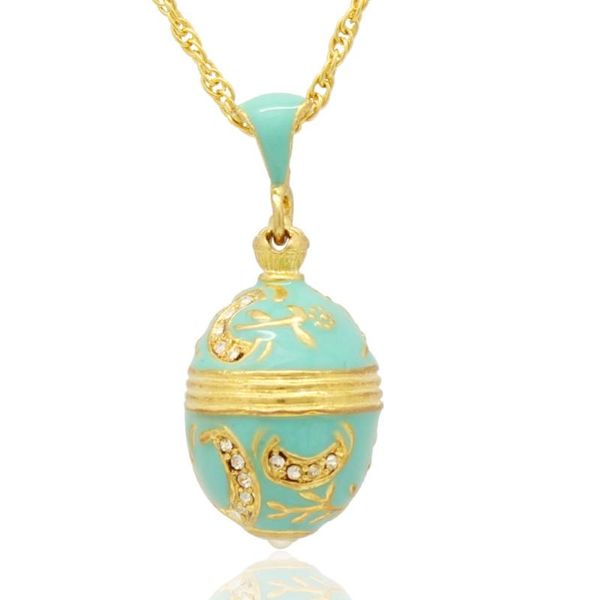 Colliers pendentifs adaptés aux bijoux européens marque collier bleu clair émail lune fait à la main russe oeuf collier pendentif