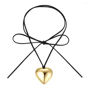 Pendentif Colliers Sumeng Goth Black Velvet Big Heart Collier ras du cou élégant tissage noué Bowknot chaîne réglable pour femmes bijoux cadeau