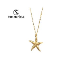 Collares pendientes Summer Beach Starfish Conch Collar de cadena para mujer Aleación de oro Cowrie Shell Joyería de moda Regalo Drop Delivery Pen Dhzx8