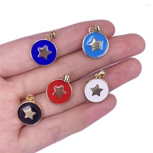 Pendentif Colliers Été Coloré Étoile Émail Rond Charmes Cuivre Plaqué Collier Bracelet Accessoires Pour Bijoux De Bricolage Faisant Des Cadeaux De Fête